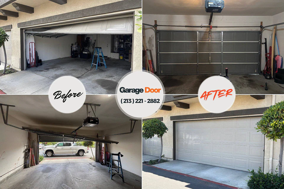 Before and after: garage door repair Iola, KS